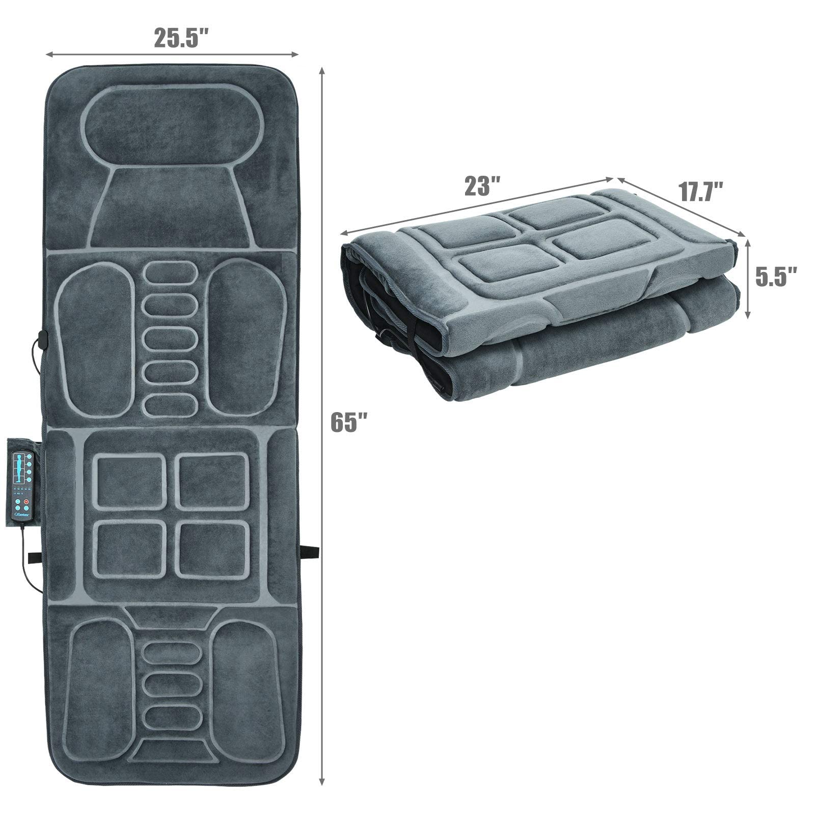 KOMFOTT Full Body Massage Mat with Heat, Back Massage Chair Pad with 10 Vibration Motors and Auto Shut Off