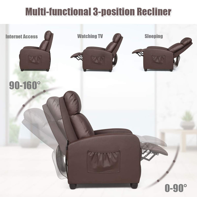 KOMFOTT Recliner Chair for Living Room, Recliner Sofa Wingback Chair w/Massage Function