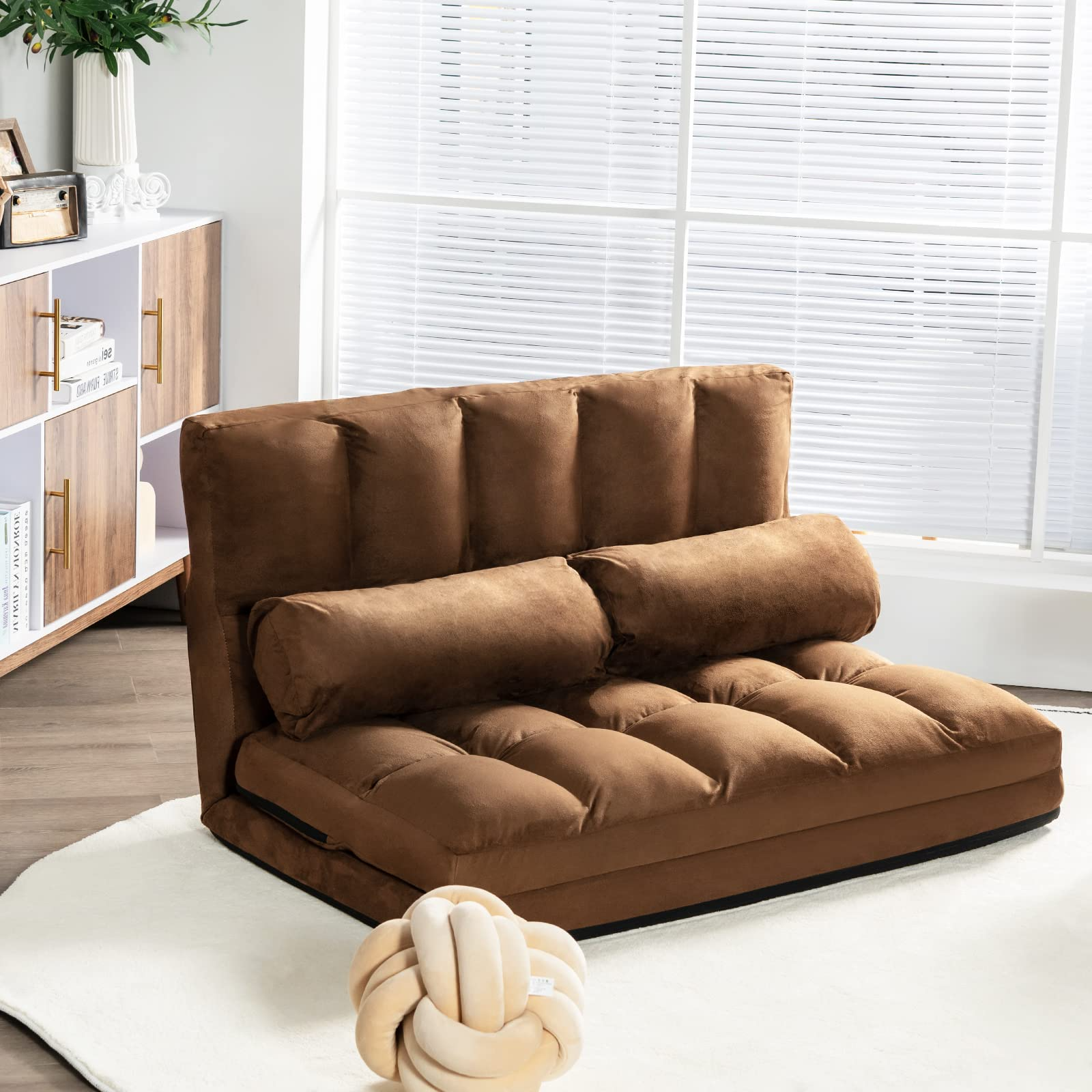 Various Colours Available 6-Position Adjustable Floor Sofa with 2 Pillows