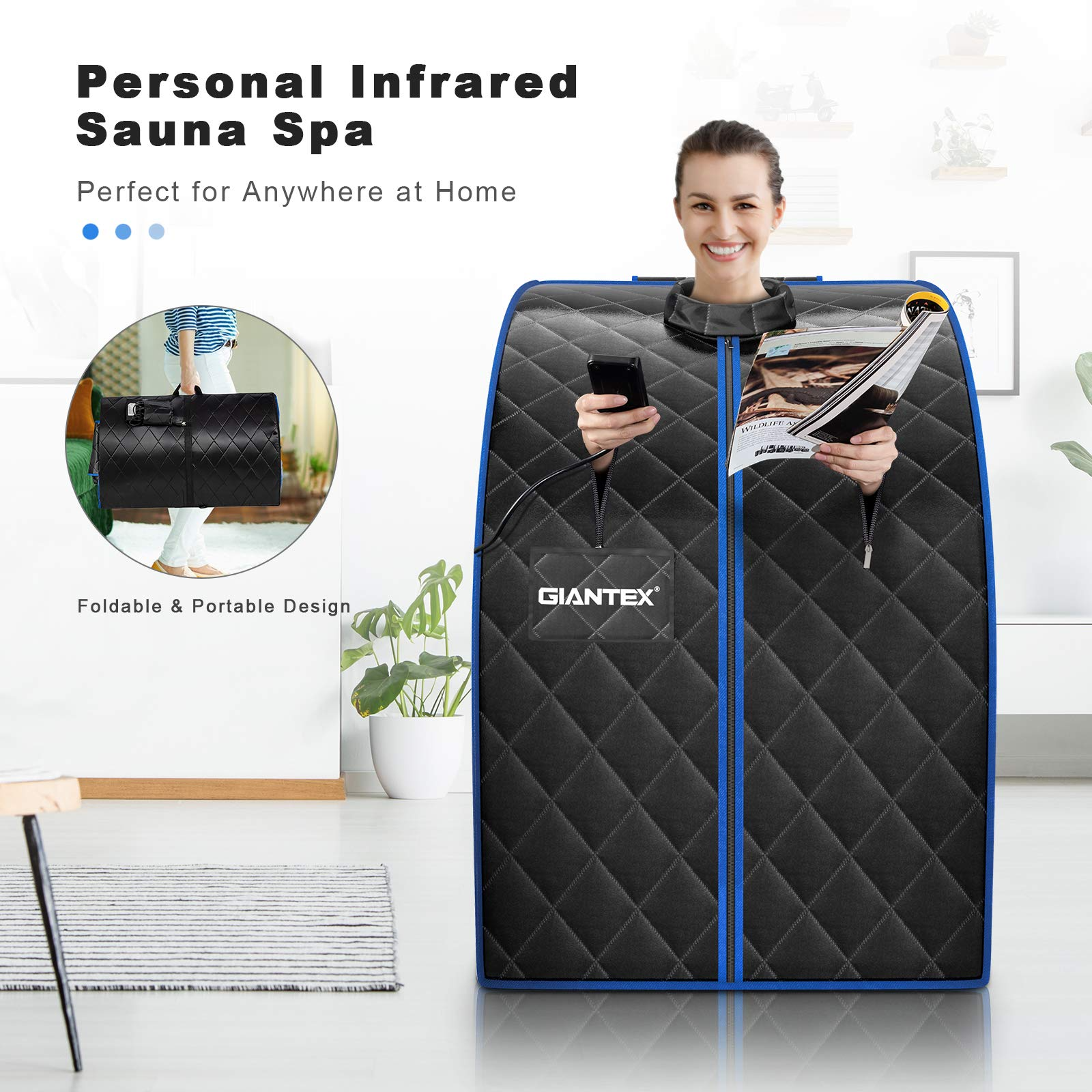 KOMFOTT Portable Personal Far Infrared Sauna W/ 9 Temperature & Timer