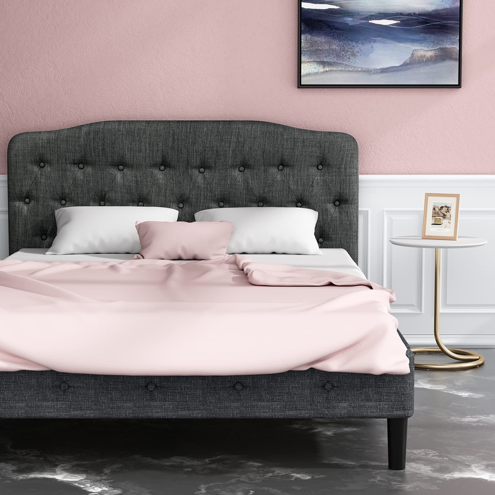 KOMFOTT Upholstered Headboard, Adjustable Height from 38" to 53" Platform