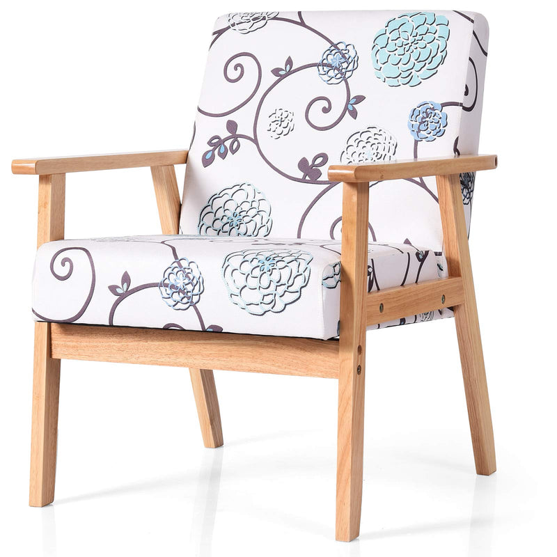 KOMFOTT Rubber Wood Pretty Pattern Mid Century Accent Arm Chairs