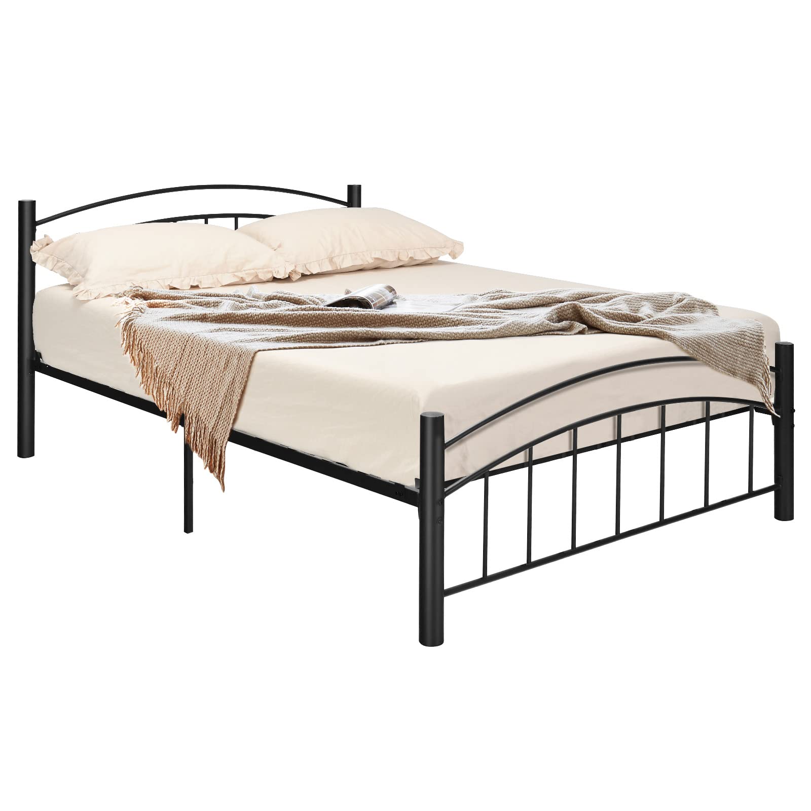 Metal Bed Frame, Modern Platform Bed with Headboard and Footboard